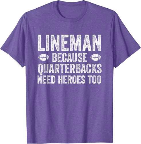 Vista 12 de Lineman Because Quarterbacks Need Heroes Camiseta de fútbol linieros S Negro