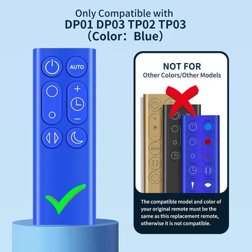 Vista 3 de Control remoto de repuesto para Dyson DP01/DP03/TP02/TP03 (azul) compatible con ventiladores Pure Cool/Hot+Cool y purificadores de aire