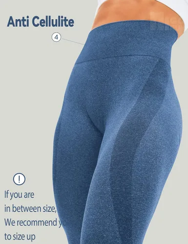 Vista 5 de HIGORUN - Leggings sin costuras para mujer, moldeadores, con diseño gráfico de sonrisas, de cintura alta, para el gimnasio, yoga o hacer ejercicio