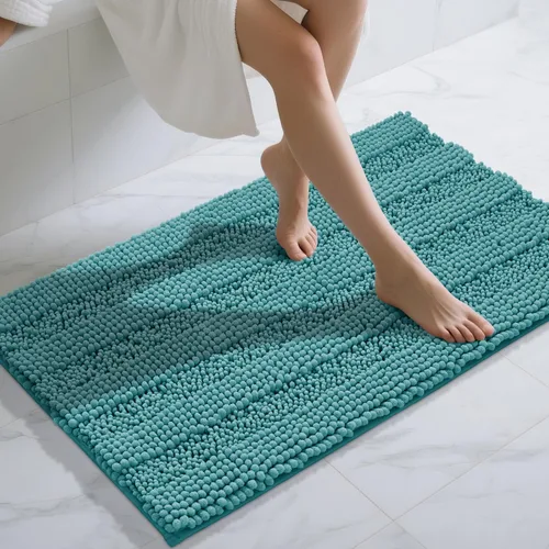 Vista 53 de Yimobra Tapetes de baño lavables, de chenilla súper suave y absorbente, para suelo y alfombra, de secado rápido, antideslizante, para bañera y Beige