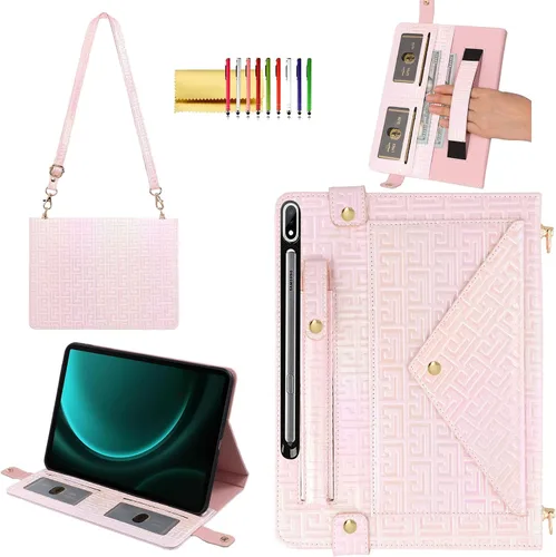 Vista 42 de Bolso Funda para Samsung Galaxy Tab S10 FE/S9 FE 10.9"/S9/S8/S7 11", Techcircle Folio con Soporte Cruzado, Billetera con Ranura para Lápiz S Pen