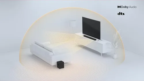 Vista 4 de VIZIO Barra de sonido de cine en casa V-Series 2.1 con Dolby Audio, DTS Virtual:X, Bluetooth, subwoofer inalámbrico, compatible con asistente