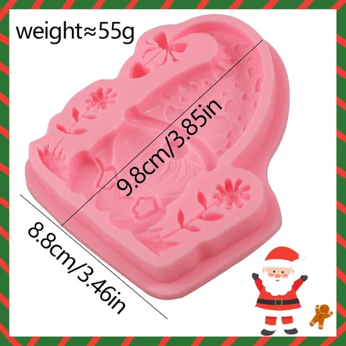 Vista 6 de 1 molde de silicona de gnomo de Navidad, lindo molde de decoración de pastel enano de Navidad, molde de fondant para dulces, chocolate, galletas
