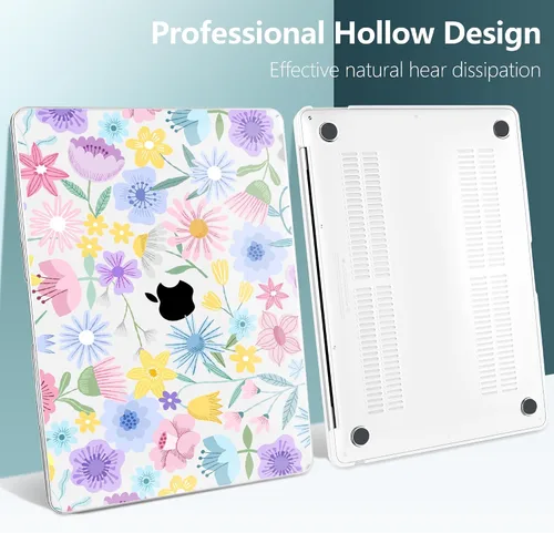 Vista 62 de TWOLSKOO Funda para MacBook Air de 13,3 pulgadas (versión antigua 2018-2021, modelos: M1 A2337, A2179, A1932) - Carcasa rígida con protector de Flor