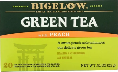 Vista 47 de Bigelow Té verde con melocotón, cajas de 20 unidades (paquete de 6) Té con cafeína con té verde y menta, 120 bolsas de té en total
