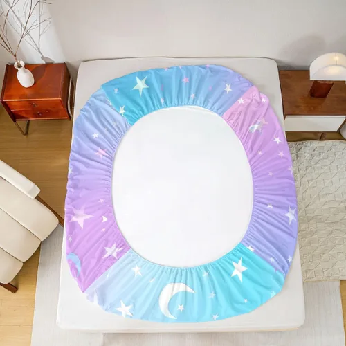 Vista 7 de Sábana bajera de galaxia tamaño individual, juego de ropa de cama con purpurina degradado para niños, niñas, niños y mujeres, decoración