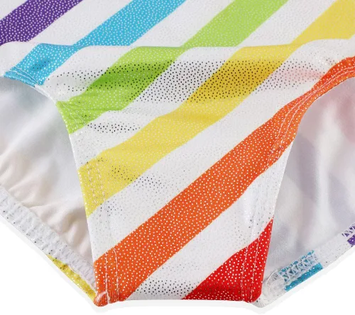 Vista 9 de HOZIY - Leotardos de manga larga para niñas, de gimnasia, para niños pequeños, trajes florales de unicornio, galaxia, arco iris, patrón de rayas