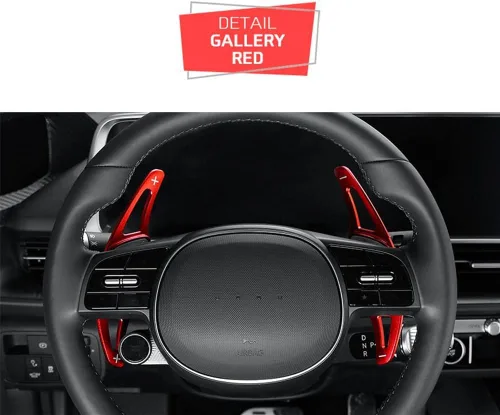 Vista 4 de Extensión de palanca de cambios de aluminio para volante de estilo rojo, ajuste extendido compatible con Hyundai Ioniq 5 Ioniq 6 Accesorios