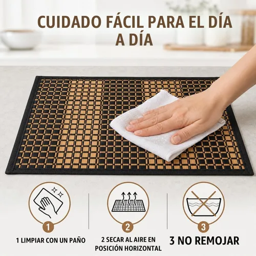 Vista 7 de Juego de 4 manteles individuales de bambú, resistentes al calor, para mesa de comedor, manteles individuales de bambú duraderos, resistentes a