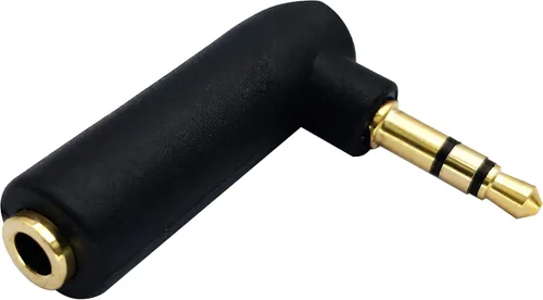 Vista 4 de Adaptador de conector de 0.138 in en ángulo recto de 90 grados, 3 polos de 0.138 in TRS Audio estéreo macho a hembra adaptador de extensión