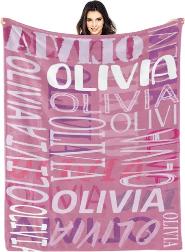 Vista 19 de Mantas personalizadas con nombre para bebé, niño, niña, mantas súper suaves con nombre para niños y adultos, manta con nombre para cumpleaños