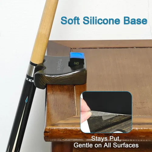 Vista 4 de Wood Pool Cue Holder Non-Slip Silicone Base Solid Wooden Construction Holds 2/3/4/5 Cues Weighted Metal Inside for Stability Billiard Accessory