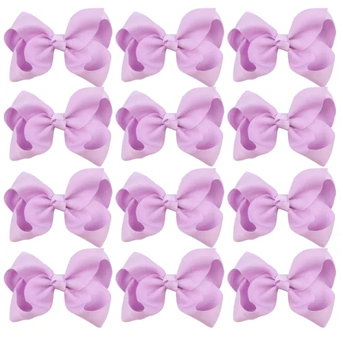 Vista 5 de Lazos para el cabello de 4 pulgadas para niñas y bebés, 12 unidades, color sólido (verde manzana)