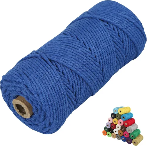 Vista 35 de Cordón de algodón para macramé, hilo torcido de 4 capas, cuerda de algodón natural, suministros perfectos de macramé, para hacer soportes colgantes