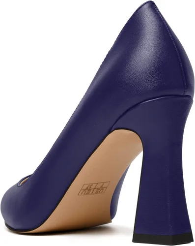 Vista 7 de MERRORI Zapatos de tacón alto y grueso para mujer, sin cordones, punta cerrada, punta puntiaguda, tacón mate, zapatos de tacón de 3.3 pulgadas