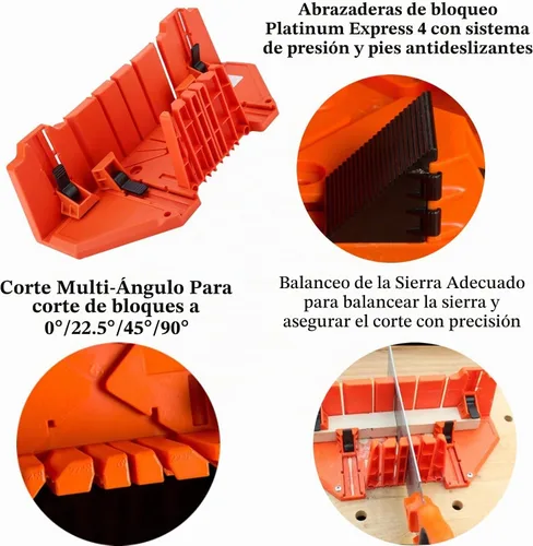 Vista 7 de Caja de inglete para sierra de inglete, caja de sierra de inglete de plástico para carpintería, sierra de podar para cortar madera, herramienta