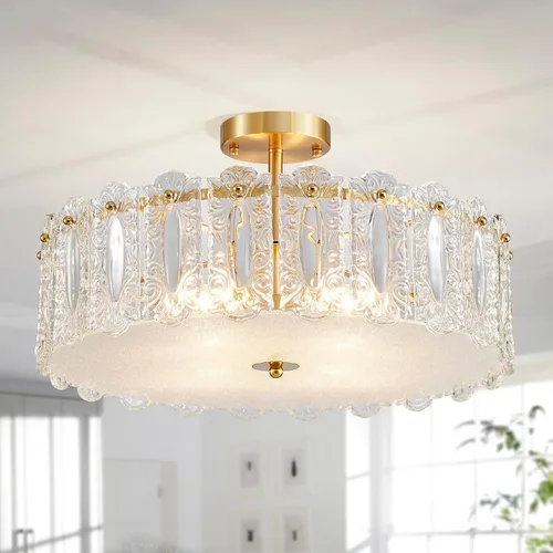 Vista 8 de AGV LIGHTING Elegante Lámpara de Araña de Cristal, Accesorio de Iluminación Moderno Vintage Colgante para Comedor, D18 x H10, Pantalla de 2 Niveles