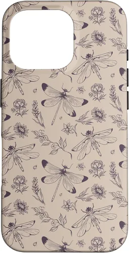 Vista 20 de Vintage Dragonfly Tan Sand Beige Wildflower Floral Flower Case for iPhone 16
