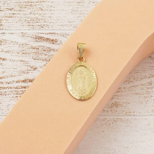 Vista 2 de PORI JEWELERS Oro amarillo de 14 quilates pequeño Virgen María Medallón religioso ovalado joyería fina regalo de bendición para mujeres niñas