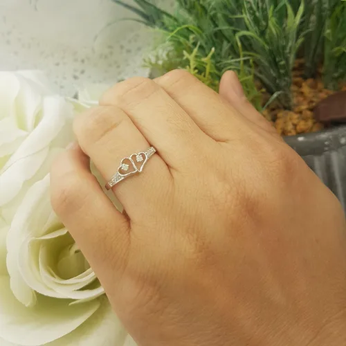 Vista 3 de Dazzlingrock Collection Anillo de compromiso de plata de ley con diamantes blancos redondos de 0,15 quilates (quilates)