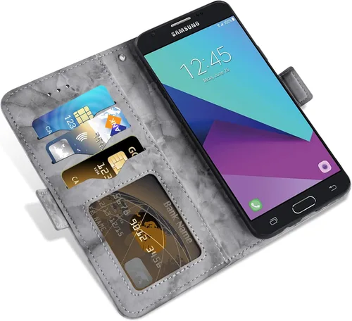Vista 4 de Asuwish Compatible con Samsung Galaxy J3 Luna Pro J 3 Prime 2017 Emerge 3J Eclipse Mission Case y protector de pantalla de vidrio templado con Negro