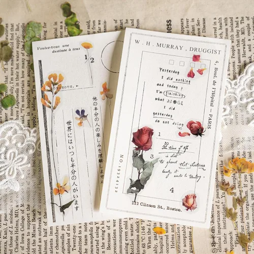 Vista 5 de Mayplous 12 hojas de calcomanías para álbumes de recortes, decoración de flores y plantas para planificador, diario, álbum, diarios, PET