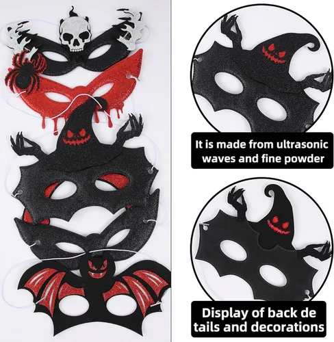 Vista 2 de Halloween Glitter Masquerade Eye Mask (5PCS)