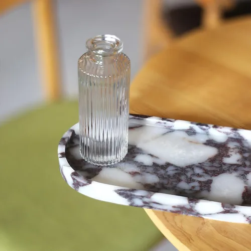 Vista 7 de Organizador Soporte de Toallas de Mano Pequeño de Mármol Natural 100% Calaccata Viola de Lujo, Soporte para Maquillaje y Baño
