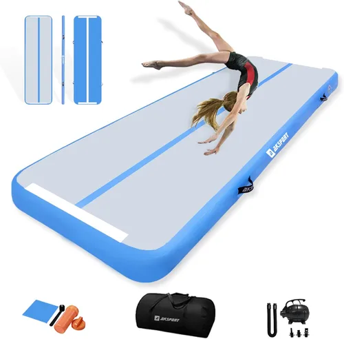 Vista 19 de AKSPORT - Tapete de aire para gimnasia o acrobacias, inflable, con bomba de aire para uso en el Negro