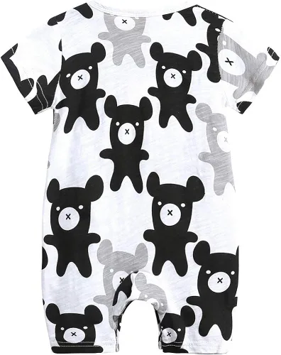 Vista 3 de Simplee kids Conjunto de ropa de manga corta con estampado de dibujos animados para bebé