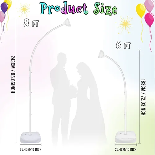 Vista 2 de AerWo Kit de Arco de Globos Iluminado de 8.2 pies y 6 pies, Soporte de Arco de Globos de Media Altura con Flexión Libre con Base, Marco de Piso