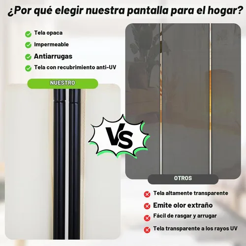 Vista 5 de Divisor de habitación, 4 paneles, pantalla de privacidad plegable portátil de 6 pies, divisor de pared independiente con marco de acero y panel