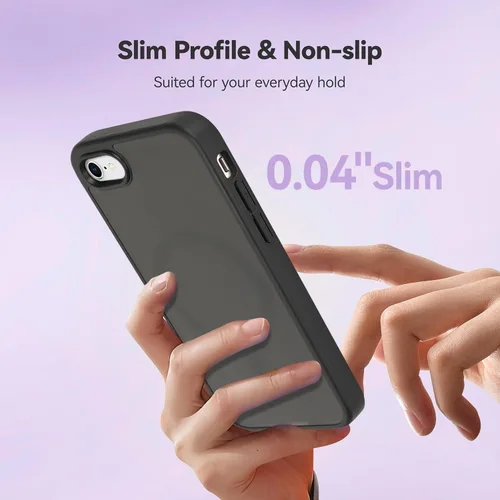 Vista 2 de Funda magnética para iPhone SE 2020/2nd/2022/3rd y iPhone 7/8, protección contra caídas de grado militar, delgada, translúcida mate, a prueba