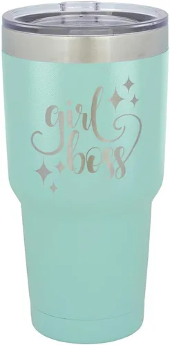 Vista 21 de GIRL BOSS - Vaso grabado con láser de acero con recubrimiento de polvo para viaje, sin BPA, para mantener tu bebida fría o caliente, idea de regalo