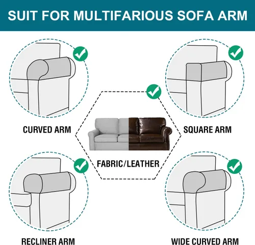 Vista 5 de Turquoize Fundas elásticas para reposabrazos para sillas y sofás, fundas para reposabrazos de sofá de elastano y jacquard, protector de muebles