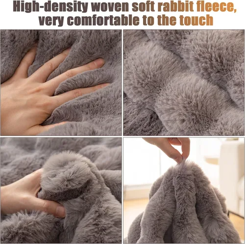 Vista 5 de LiveGo Funda de cojín antideslizante para sofá de felpa gruesa de conejo 2023, funda de almohada de piel sintética súper suave, fundas de cojín Gris