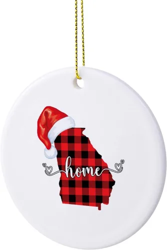 Vista 3 de Adornos para árbol de Navidad, adorno de Navidad de Georgia, adorno colgante de recuerdo para decoración del hogar, colgantes colgantes redondos