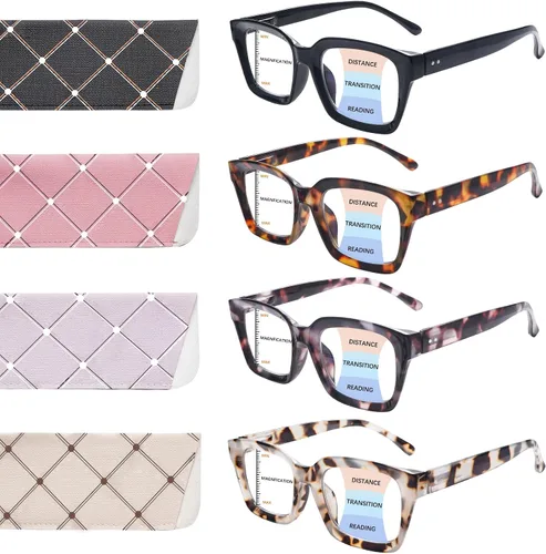 Vista 8 de Paquete de 4 lentes de lectura progresivos multienfoque para mujeres, estilo Oprah, bloqueo de luz azul, lectores de computadora