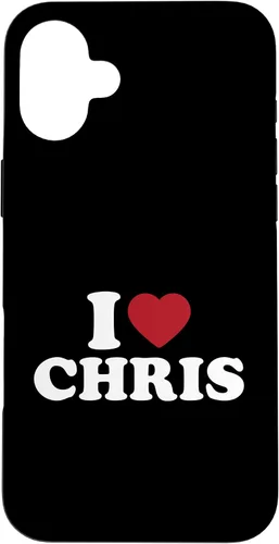 Vista 23 de Funda con corazón rojo para iPhone 16 I Love Chris, I Heart Chris