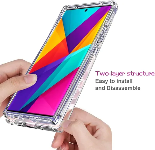Vista 4 de Funda para Galaxy Note 20 Ultra 5G SM-N986U con protector de pantalla de vidrio templado, cuerpo completo transparente con protección floral funda