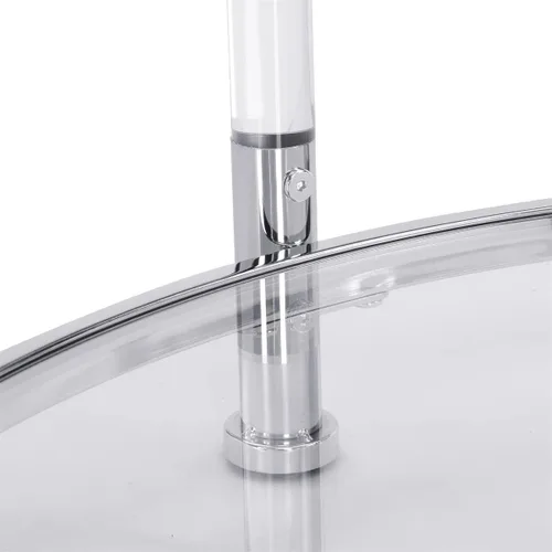 Vista 5 de LKTART Mesa de centro de cristal templado transparente Chrome Silver Mesa de vidrio templado para sala de estar, dormitorio, oficina
