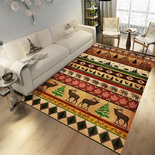 Vista 23 de Alfombra rústica de estilo occidental para sala de estar, antideslizante y lavable, para dormitorio, sala de estar, cocina, 3 x 4 pies