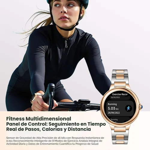 Vista 4 de SOUYIE 2026 Reloj inteligente de lujo para mujeres, pantalla AMOLED de 1.19", reloj inteligente DA GPT, monitor de frecuencia cardíaca, monitor