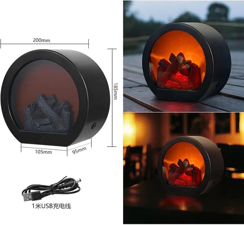 Vista 2 de Hilitand Faroles de chimenea, linternas decorativas portátiles recargables por USB, simulación llevada linterna LED sin llama