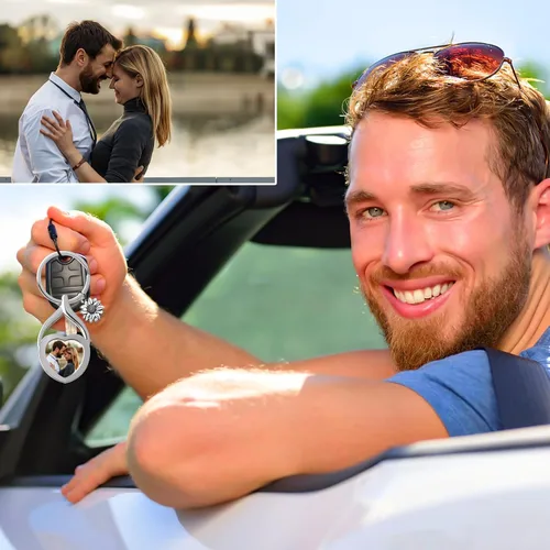 Vista 5 de HYPERFOLD Llavero personalizado de doble cara con imagen, grabado personalizado, texto fotográfico, regalos personalizados para hombres, novio
