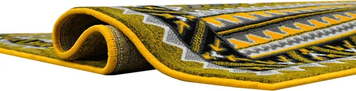 Vista 5 de HR Runner - Alfombra tradicional con cubierta de suelo, color amarillo, gris y negro