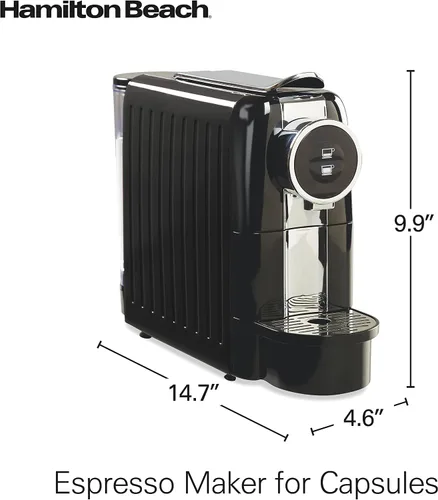 Vista 8 de Hamilton Beach Máquina de café expreso, compatible con cápsulas Nespresso, cafetera de una sola porción, potente bomba italiana de 19 bares, Negro