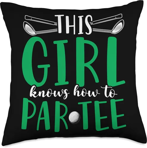 Vista 5 de This Girl Knows How To Par Cojín de golf, 16x16, multicolor