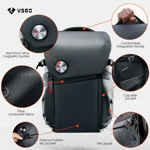Vista 3 de VSGO Mochila negra para cámara Snipe de 16 litros, ligera, 2.4 lbs, bolsa de fotografía profesional DSLR/SLR para Sony, Canon, cámaras Nikon