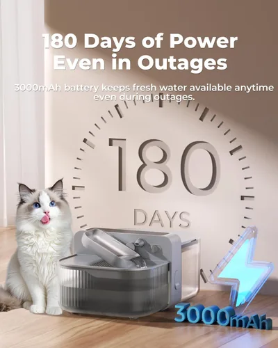 Vista 4 de Invengo Fuente de agua inalámbrica para gatos sin filtro, fuente de acero inoxidable de 3.5 litros para gatos y perros, separación de aguas